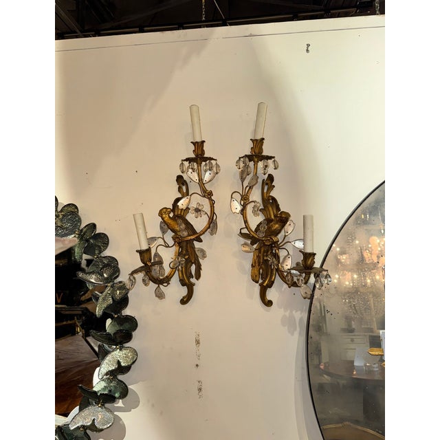 19th Century French Bagues Bronze Bird Sconces - a Pair For Sale - Image 4 of 7
