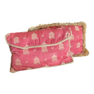 1990s Palm Beach Style Pink Pillows -Set of 2 For Sale