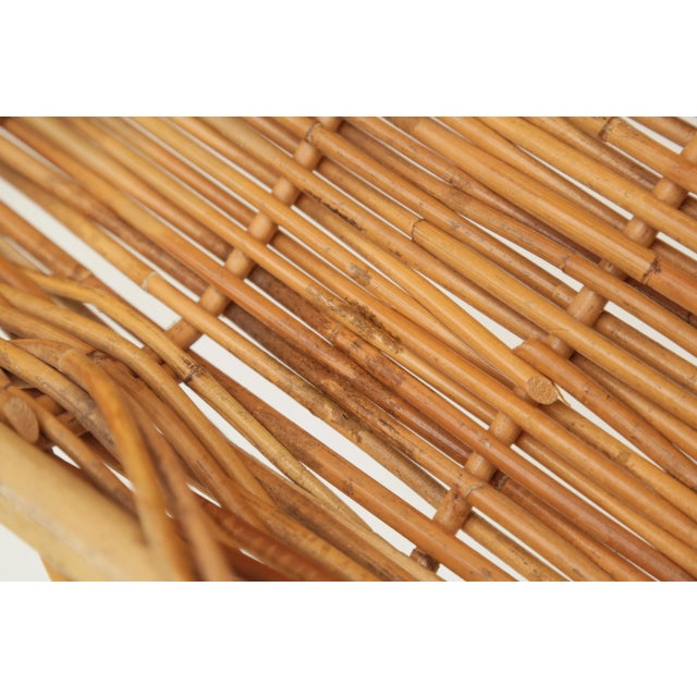 1950s Mid-Century Vintage Chunky Rectangular Wicker Bread Basket With Handles For Sale - Image 11 of 18