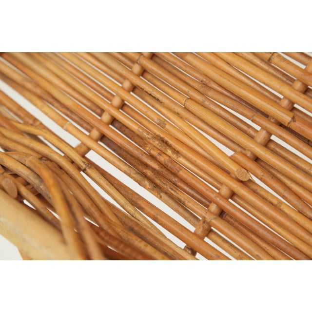 Mid-Century Chunky Rectangular Wicker Bread Basket With Handles For Sale - Image 11 of 18