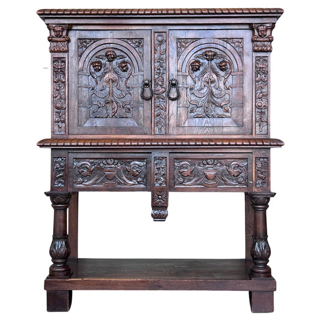 19th Century Dutch Hand Carved Renaissance Raised Cabinet For Sale - Image 15 of 18