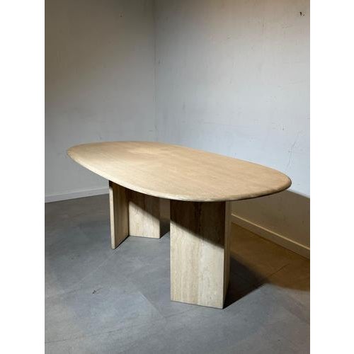 Stone Vintage Dining Table in Travertine For Sale - Image 7 of 7