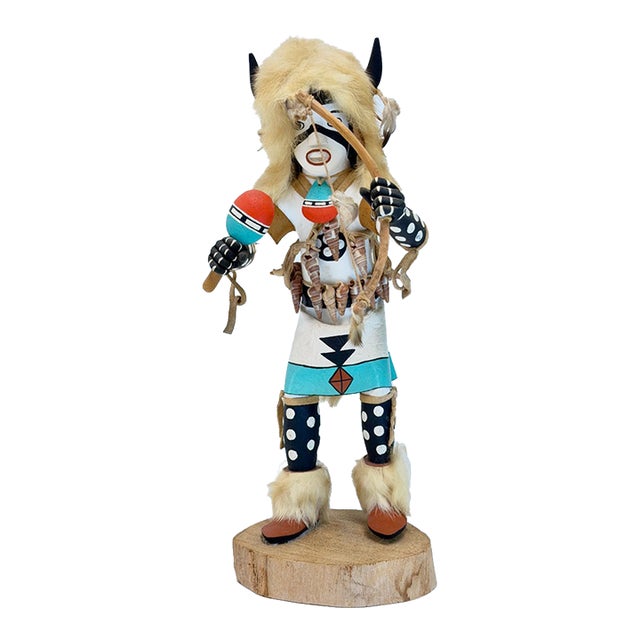 Vtge. Darlene John Navajo White Buffalo Kachina Doll, Ganado Arizona, 13" Tall For Sale