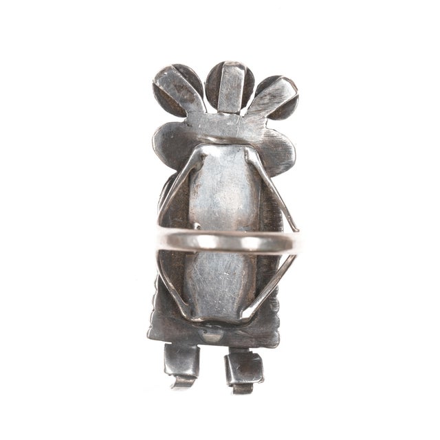 sz8 40's-50's Native American silver and turquoise Kachina ring For Sale - Image 4 of 7