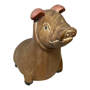Hand Carved and Painted Pig