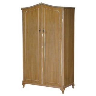 Large Light Walnut Wardrobe, 1940s For Sale