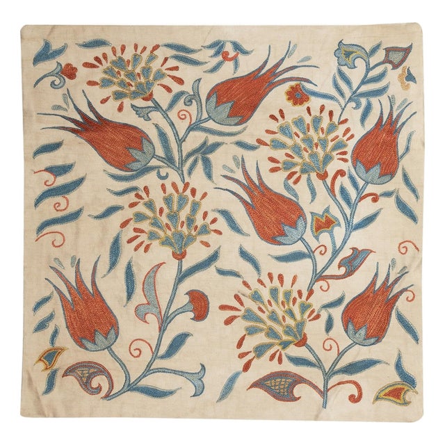 20"x20" All Silk Cushion Cover. Contemporary Lace Pillow. Embroidered Pillowcase For Sale