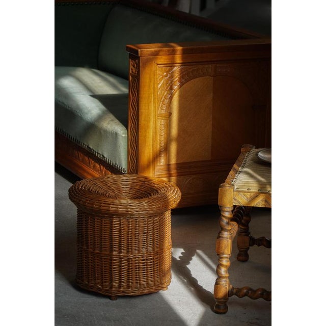 Boho Chic Mid-Century French Bohemian Rattan Side Table or Stool, 1950s For Sale - Image 3 of 17