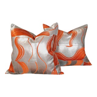 Pair of Pillows Made From Vintage Japanese Obis For Sale
