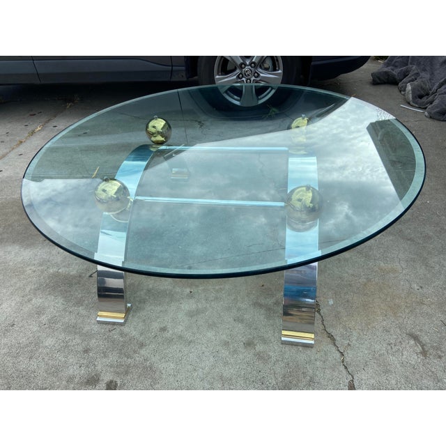 Vintage Space Age Design Chrome and Glass Atomic Coffee Table For Sale - Image 10 of 13