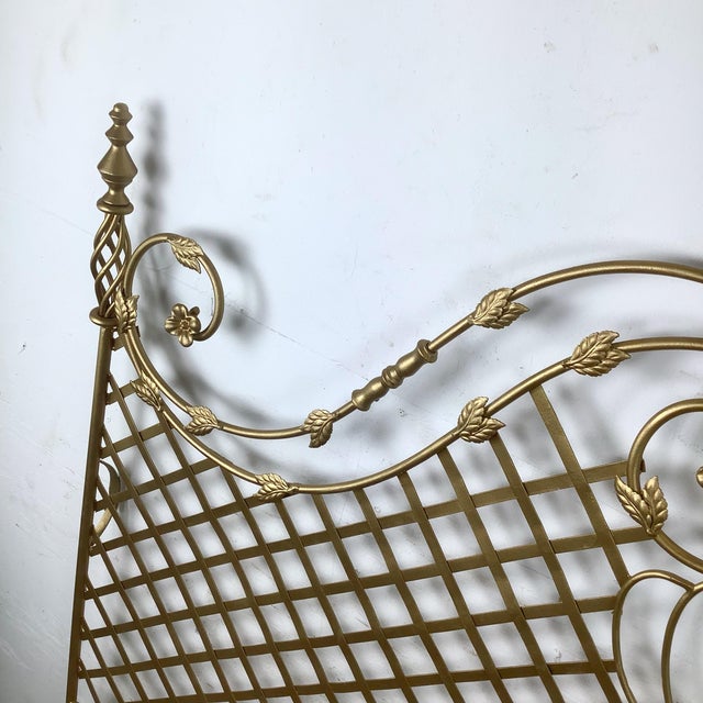 Late 20th Century Vintage Hollywood Regency Gilt Metal Trellis Headboard-Queen For Sale - Image 5 of 12