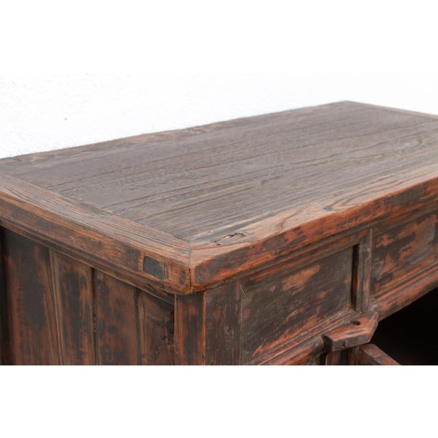 Rustic Antique Provincial 2 Door Rustic Asian Cabinet For Sale - Image 3 of 11