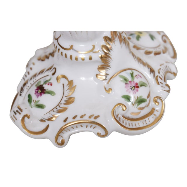 German Rococo Porcelain Candlestick Holders, a Pair For Sale In Tampa - Image 6 of 7