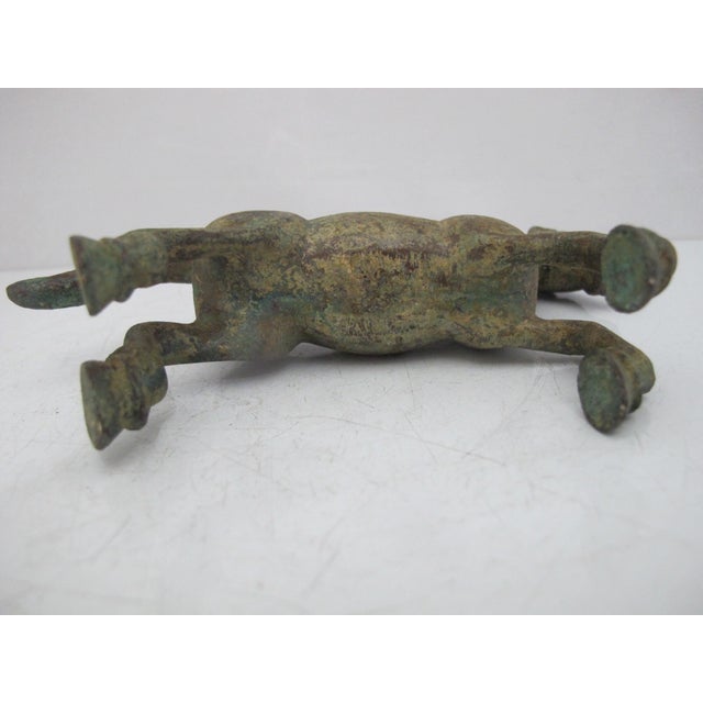 Bronze Vintage Chinese Bronze Han Dynasty Style Galloping Horse Statue Figurine For Sale - Image 8 of 10