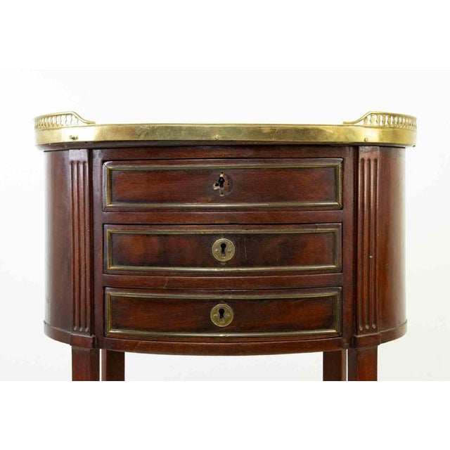 Vintage Mahogany Bedside Table with Marble Top, Italy For Sale - Image 3 of 7