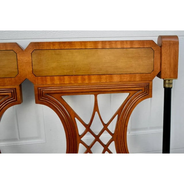 Twin Size Regency Mahogany Headboards Vintage Brass Mid Century Hollywood Bed 60s For Sale - Image 4 of 13