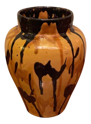 Vintage 1970s Brena Oaxaca Mexico Deco Tricolor Drip Glaze Vase