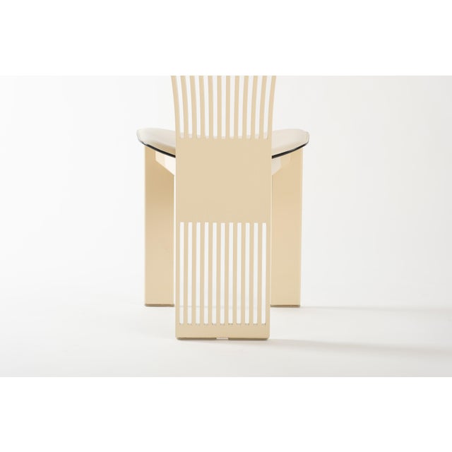 1980s Set of 4 White Lacquer and Leather Attributed to Pietro Costantini Italian Dining Chairs For Sale - Image 10 of 12
