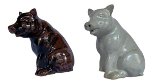 1970s Japanese Takakashi Ceramic Pig Salt & Pepper Shaker Set- a Pair