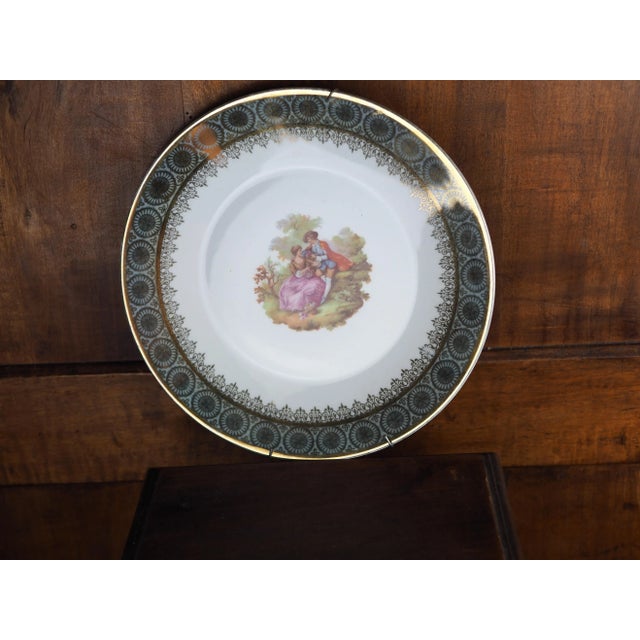 Shabby Chic Mid-20th French Lucien Engel Fragonnard Plate With Gallant Scene For Sale - Image 3 of 11