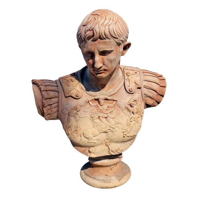 Bust of Caesar Octavian Augustus, Terracotta For Sale