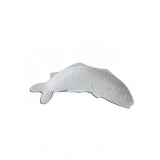 Vintage Portuguese White Majolica Fish Serving Platter – 17.5" For Sale