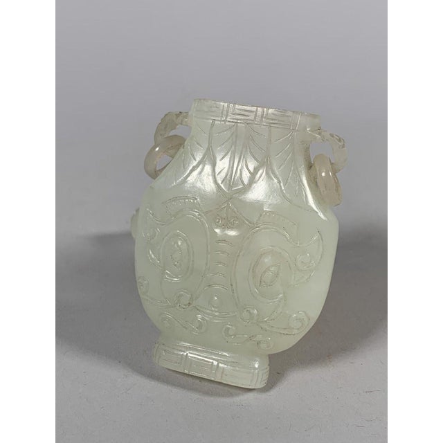 SMALL GU VASE IN WHITE NEPHRITE JADE, China, Qing Dynasty, Qianlong Period (1736-1795) For Sale - Image 9 of 10