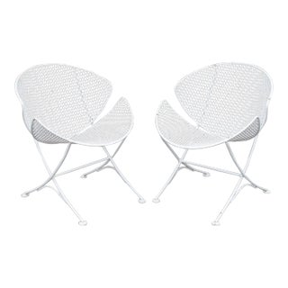 Salterini Mid Century Modern Pair of 'Orange Slice' Wrought Iron Garden Chairs For Sale