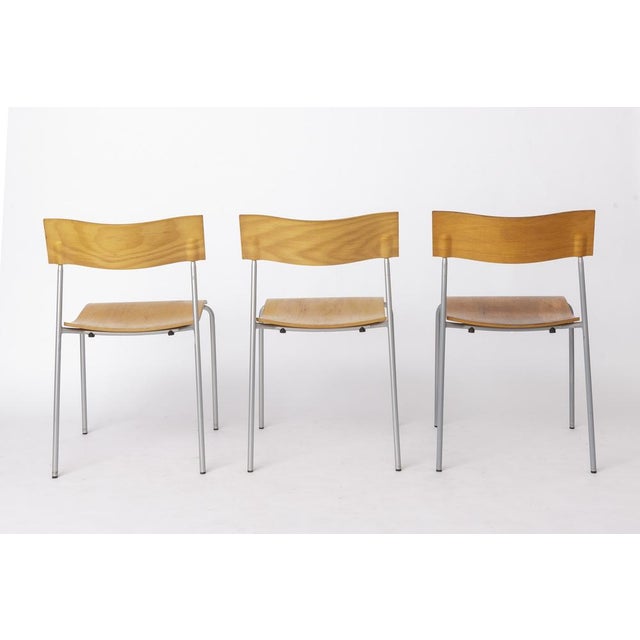 1970s Mid-Century Swedish Campus Stacking Chairs in Metal and Beech Plywood from Lammhults, 1970s, Set of 6 For Sale - Image 5 of 10