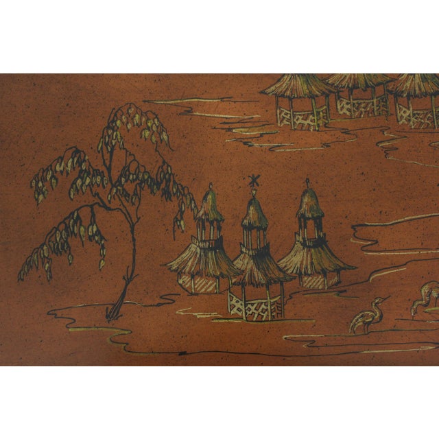 Wood Chinoiserie Toleware Tray Top Folding Coffee Table For Sale - Image 7 of 13