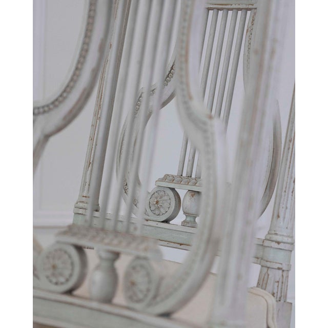 Pair of Antique French Neoclassical Painted Chairs in Antique Linen For Sale - Image 4 of 12