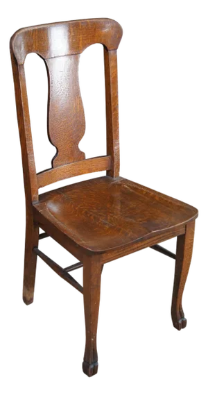 Antique Arts & Crafts Quartersawn Oak Saddle Seat Desk Side Chair Paw Foot
