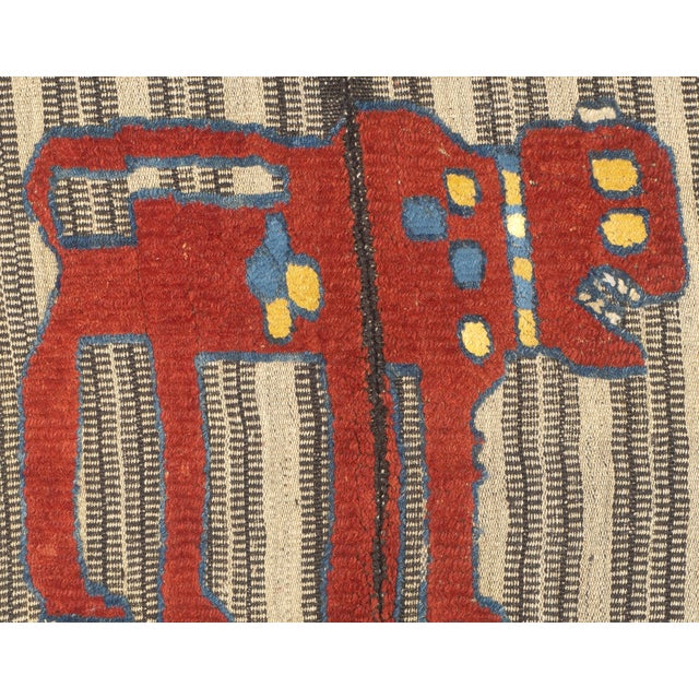 1920s Antique Handwoven Gabbeh Palas Textile Art 3'3" X 3'10" For Sale - Image 5 of 10