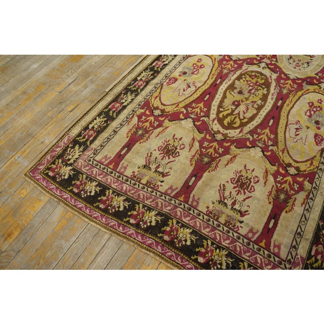 Textile Remarkable Red-Ruby Background Color With Black Border and Medallion/Crest Design Antique Caucasian Karabagh Rug For Sale - Image 7 of 12