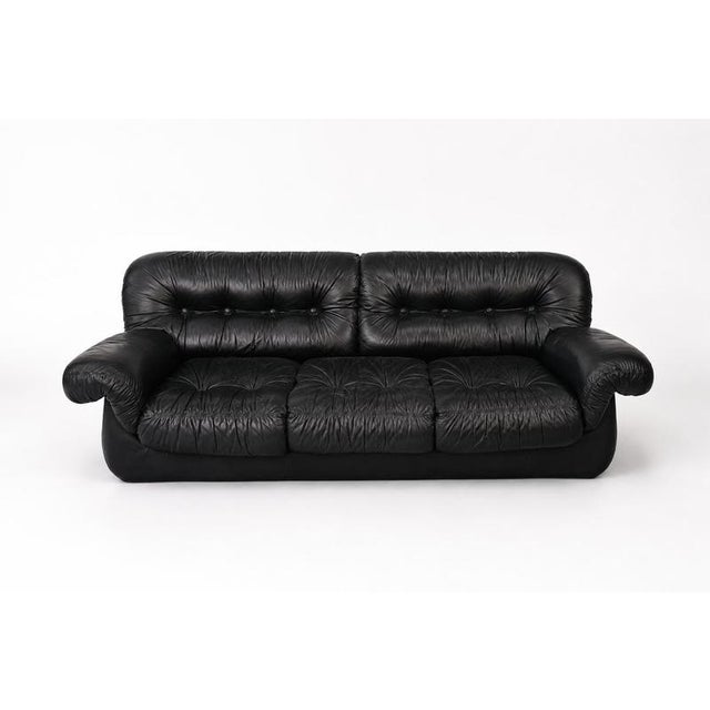 Vintage Italian Design Black Leather Sofa from Pellerossi, 1970s For Sale - Image 3 of 12