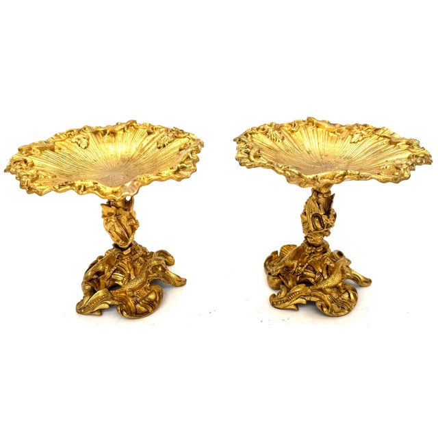 Pair of Napoleon III Aesthetic Ormolu Naturalistic Lizard Compotes/Tazza—in the Style of Christofle France, Circa 1875...
