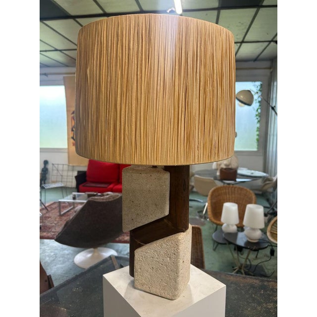 Stone and Wood Lamp by Albert Tormos, 1960s For Sale - Image 6 of 8