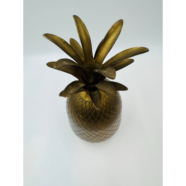 A beautifully scaled vintage solid brass pineapple box, made in India, circa 1970s–1980s. Standing an impressive 10 inches...