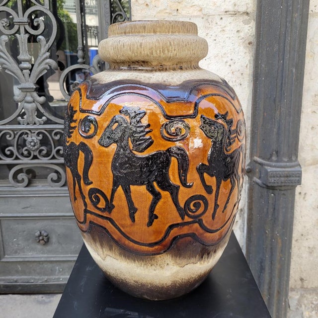 Large Model 286-51 Equestrian Vase from Scheurich Keramik, Germany, 1960s For Sale - Image 14 of 18