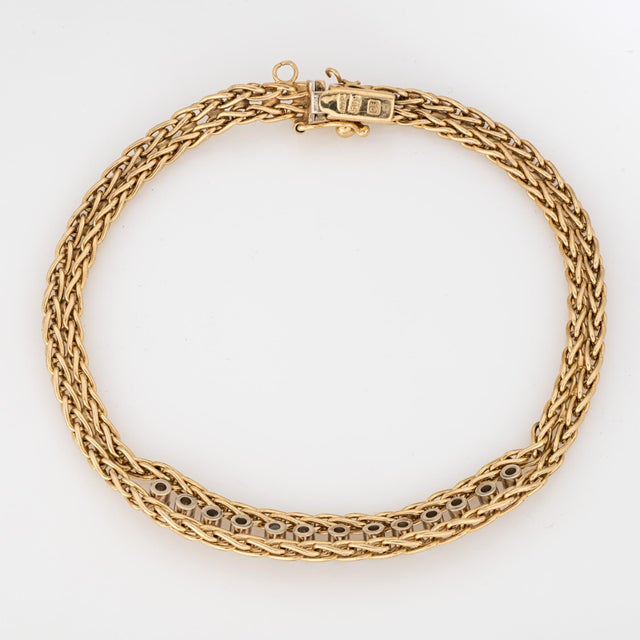 Mid-Century Modern 60s Diamond Mesh Bracelet Vintage 14k Yellow Gold 7" Estate Fine Jewelry For Sale - Image 3 of 3