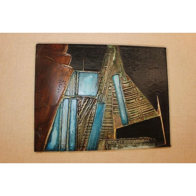 Mid Century modern abstract textured painting For Sale - Image 4 of 6