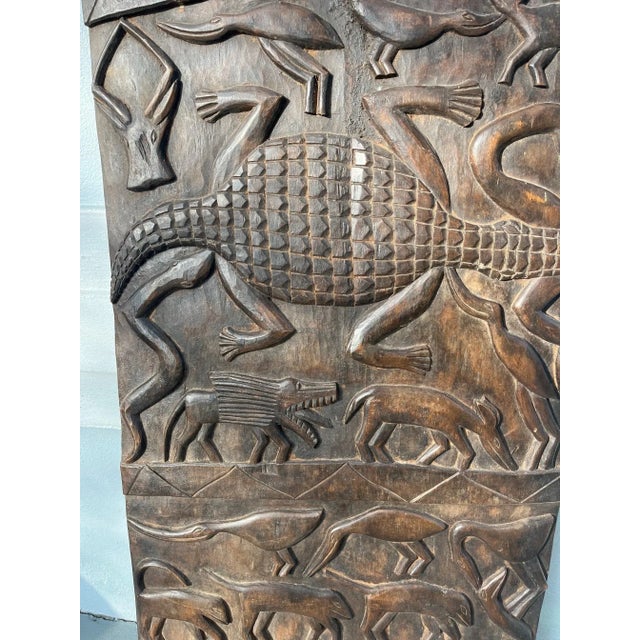Brown African Hand Carved Dogon Granary Door. For Sale - Image 8 of 12