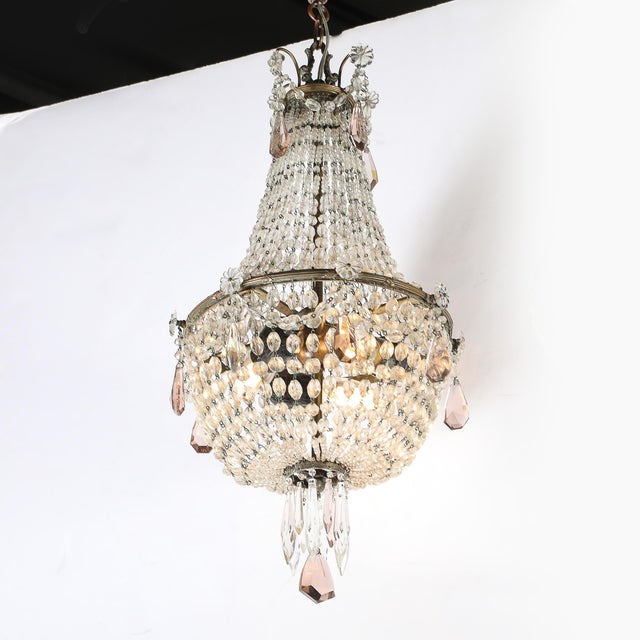 Baccarat Hollywood Regency Crystal Beaded Chandelier W/ Gilt Bronze Fittings by Baccarat For Sale - Image 4 of 18
