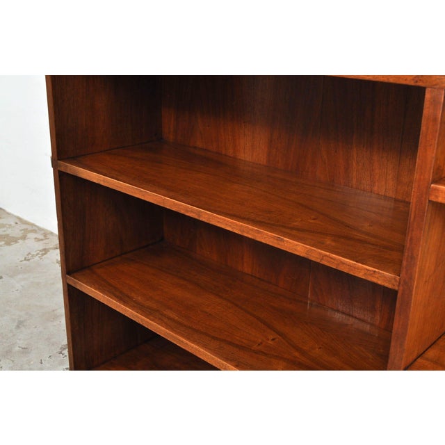 Vintage Walnut Bookcase with Curve, 1930s For Sale - Image 4 of 13