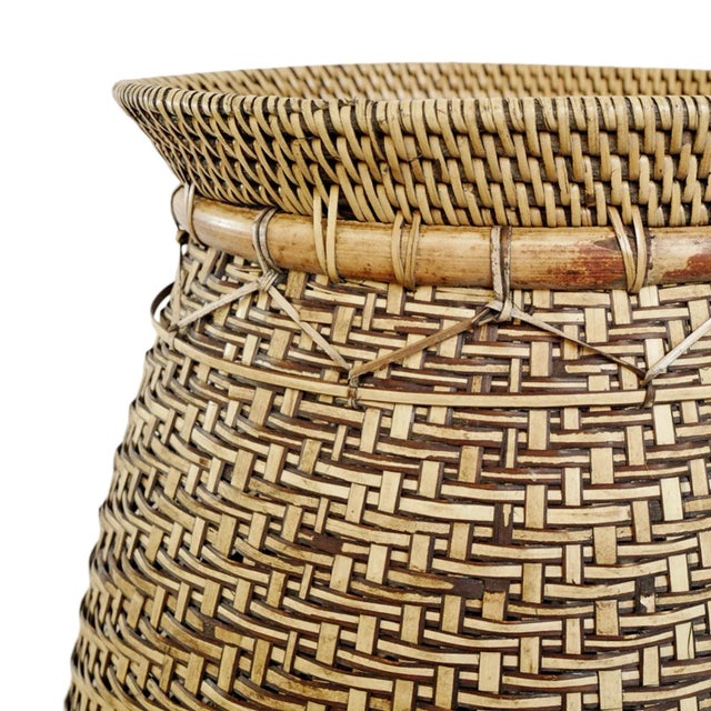 Asian Vintage Harta Woven Bamboo Basket For Sale - Image 3 of 3