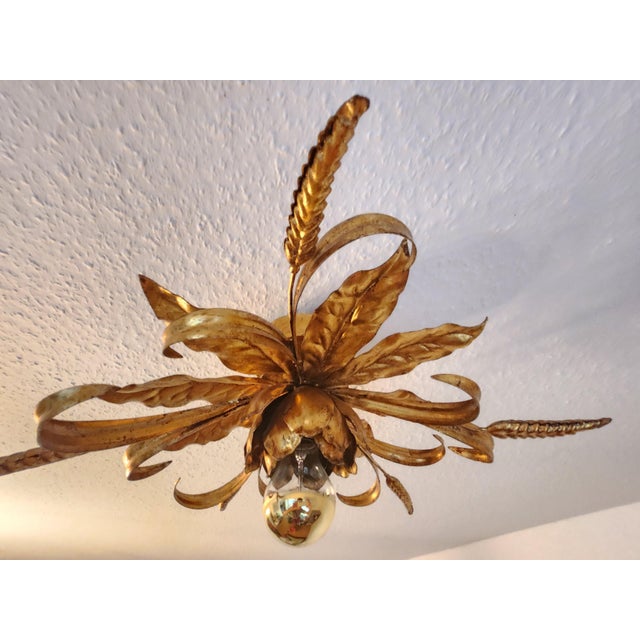 Hollywood Regency Florentine Flower-Shaped Gilt Flush Mount attributed to Hans Kögl, Italy, 1960s For Sale - Image 17 of 18