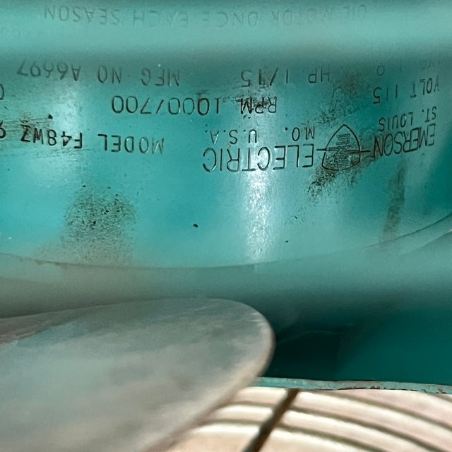 Vintage Emerson Seabreeze Electric Fan Turquoise Metal Frame 24" For Sale - Image 14 of 18