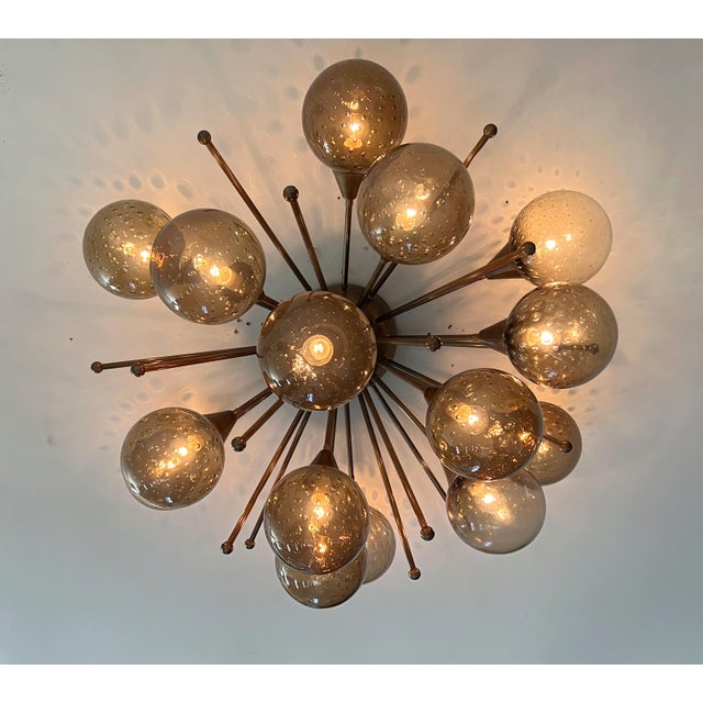 Metal 21st Century Mezzo Bronze Smoky Bubbles Murano Flush Mount by Fabio LTD For Sale - Image 7 of 10