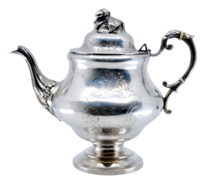 Silver Coffee Pot with Engraved Plant Motifs