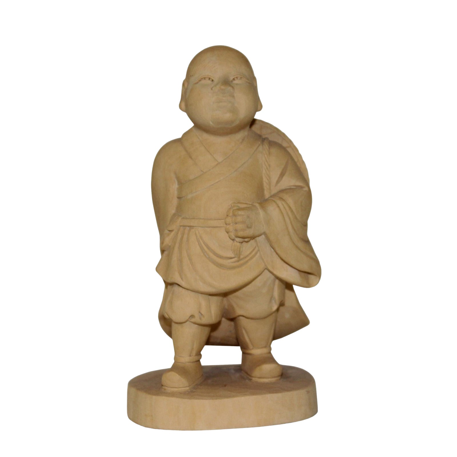 Artist Crafter Solid Light Wood Travel Monk Statue | Chairish